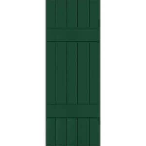 18 in. x 59 in. Exterior Real Wood Pine Board and Batten Shutters Pair Chrome Green
