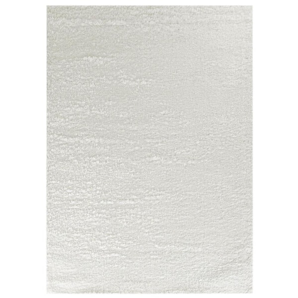 Unbranded Parma Contemporary Solid Shag White 26 in. x 45 in. Accent Rug