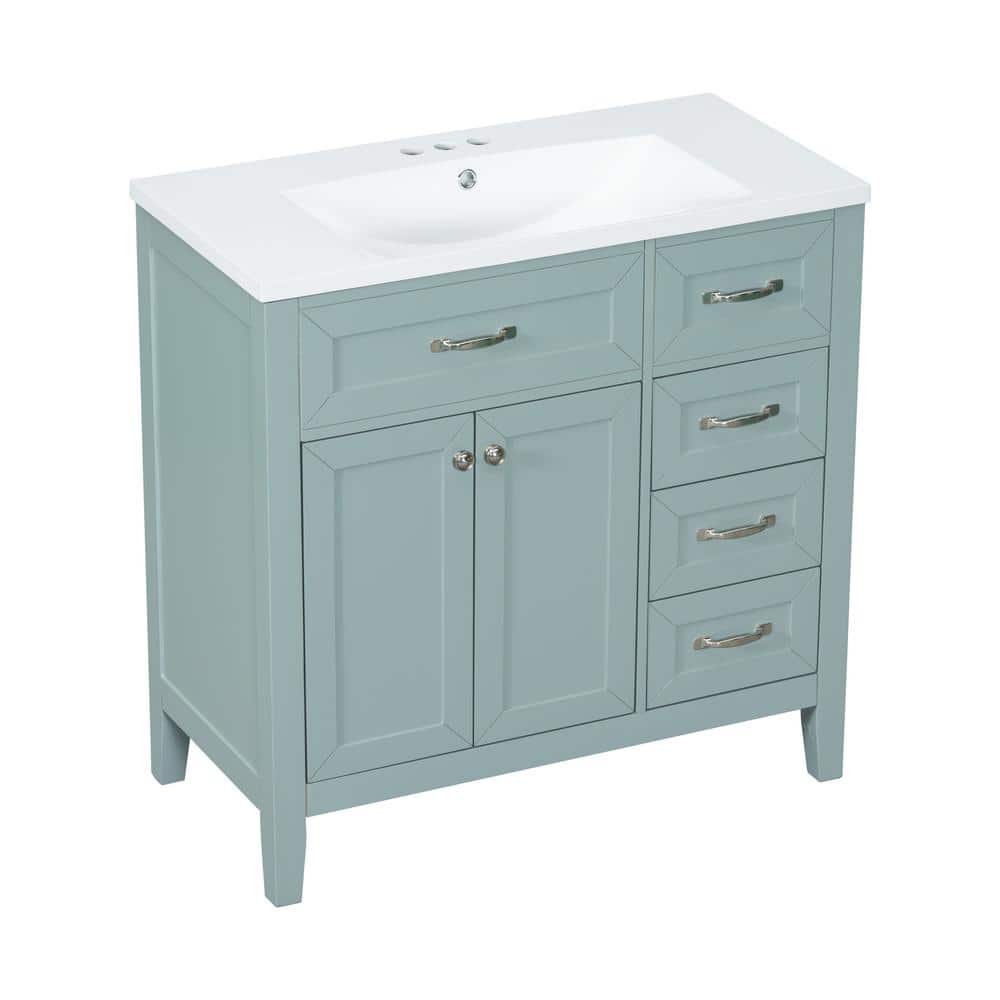36 in. W x 18 in. D x 36 in. H Freestanding Bath Vanity in Green with White Ceramic Top price history on PriceWatchPro