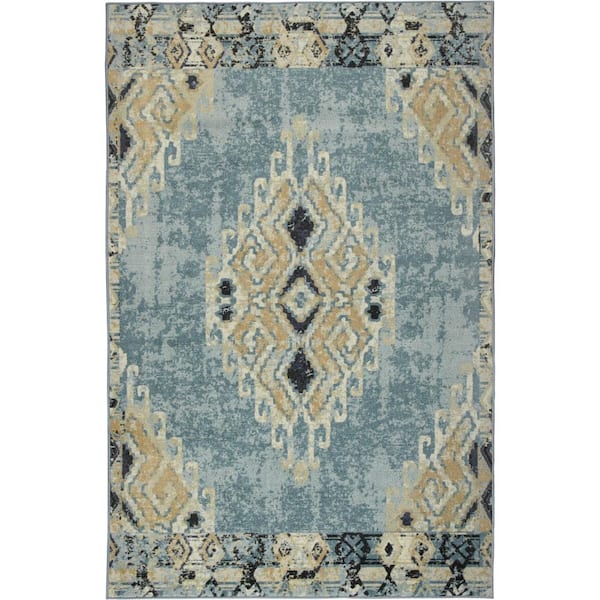 Mohawk Home Ember Blue 10 ft. x 14 ft. Tribal Area Rug