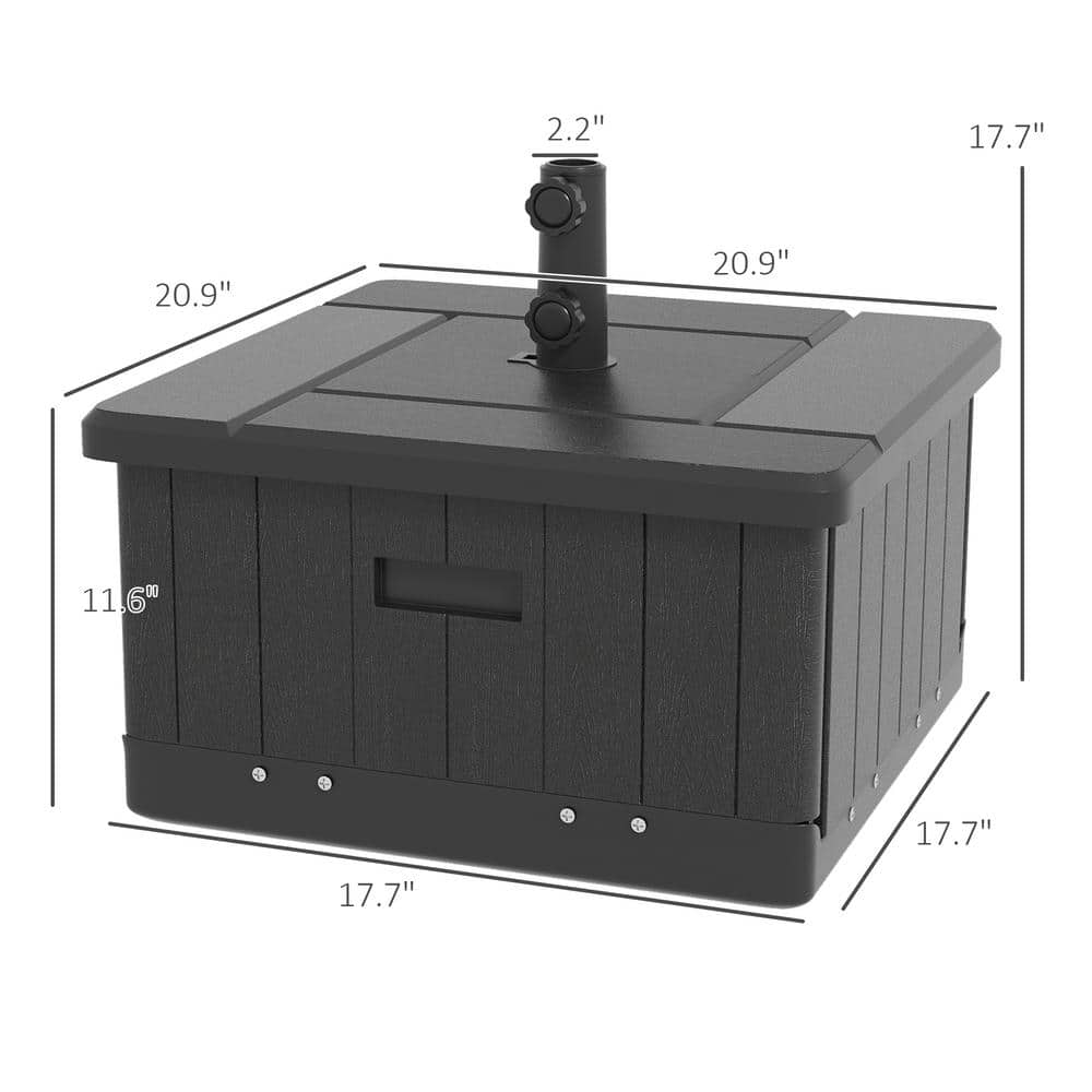 Black Plastic 3-in-1 Wheeled Outdoor Umbrella Base and Table