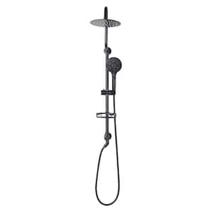 Multi-function Wall Bar Round Rain Shower Faucet Kit with 7-Spray Handheld Shower in Matte Black(Valve Not Included)