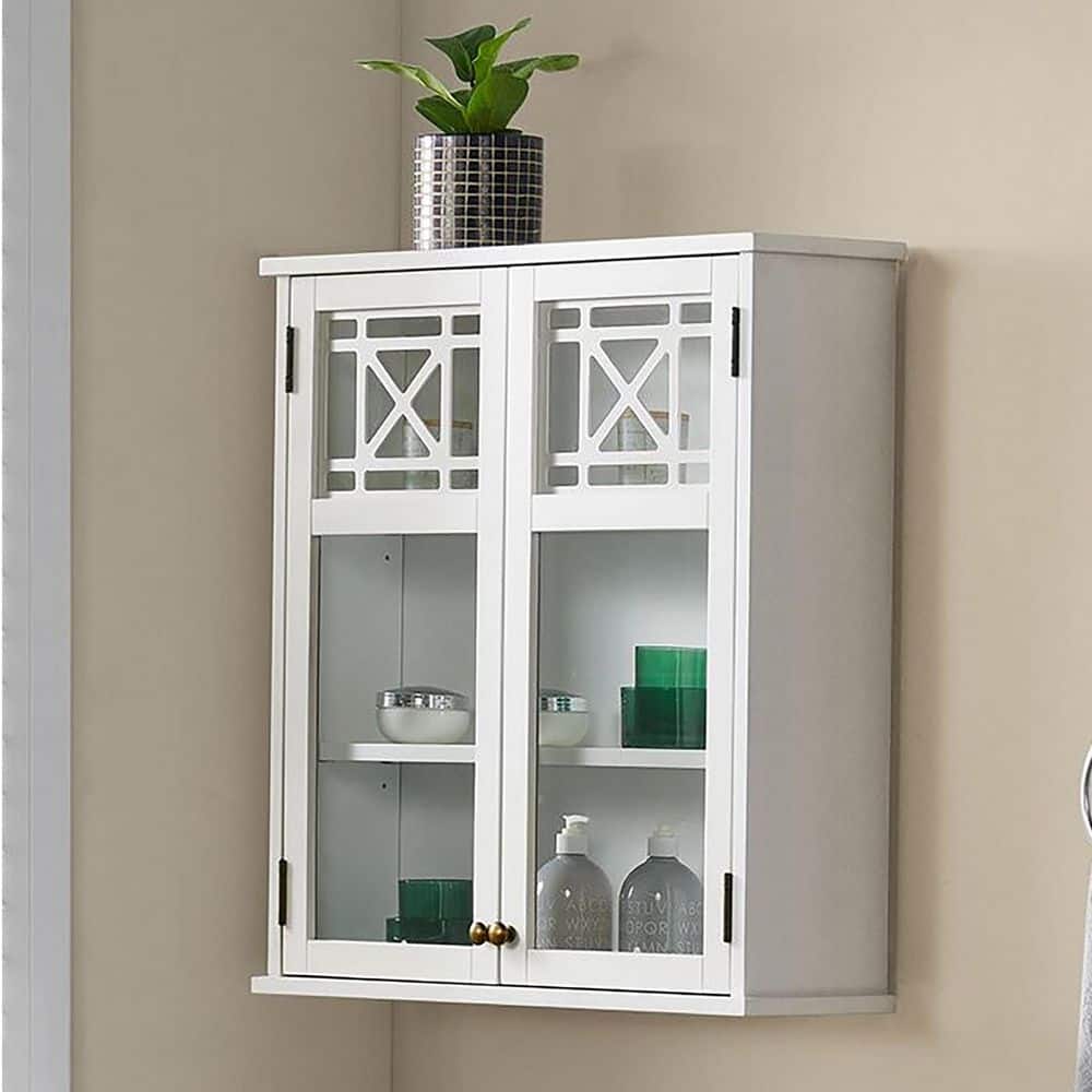 Derby 27 in. W x 8 in. D x 29 in. H White Wood Wall Mounted Bath Storage Ca