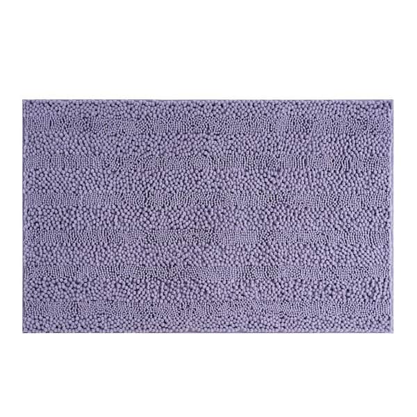 Laura Ashley Astor Chenille Non-Slip Wisteria Purple 27 in. x 45 in. Solid Color Polyester Rectangle Bath Mat