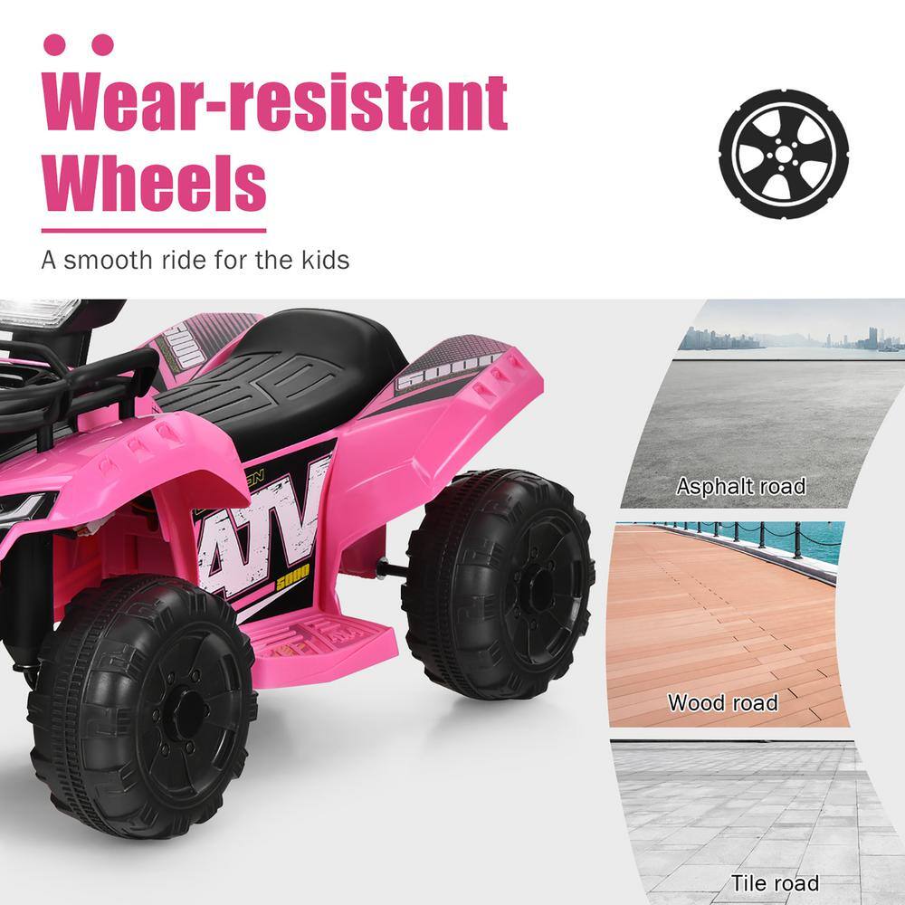 6V Pink Kids ATV Quad Ride-On with LED Lights and MP3