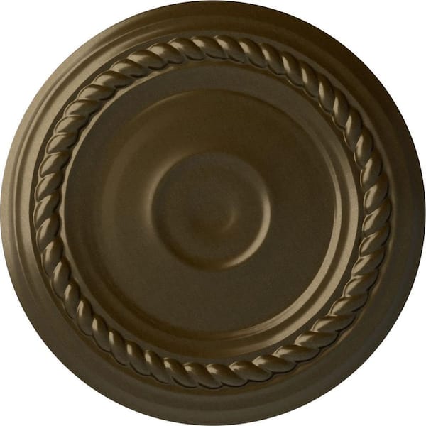 Ekena Millwork 7-7/8" x 3/4" Small Alexandria Urethane Ceiling Medallion (Fits Canopies upto 4-5/8"), Brass