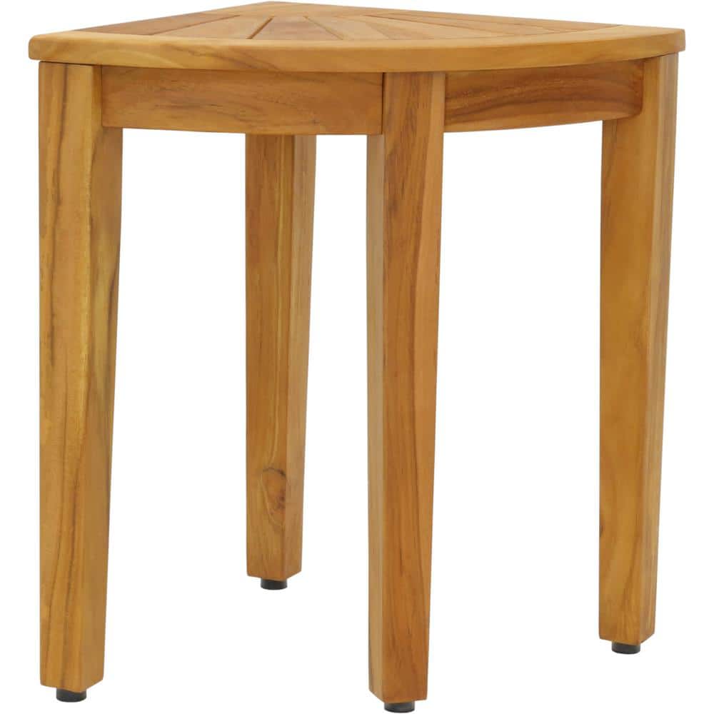 15.5 in. Kai Corner Teak Shower Bench with Elevated Height Walk In Shower S