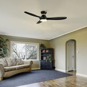 Kore 52 in. Integrated LED Indoor Black Smart Ceiling Fan with Light and Remote, Works with Alexa and Google Home
