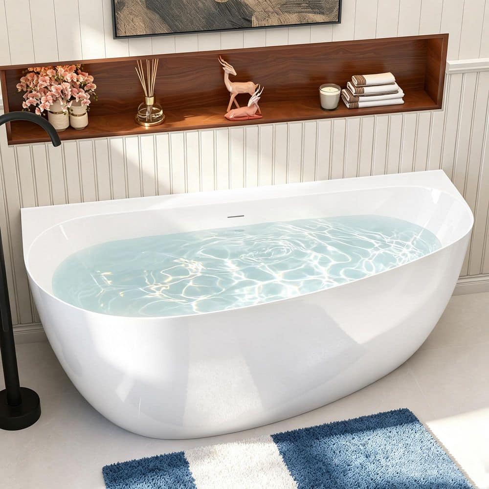 Getpro 63 in. x 30.7 in. Acrylic Back-to-Wall Freestanding Curved