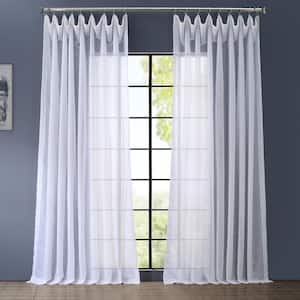 White Double Layered Extra Wide Rod Pocket Sheer Curtain - 100 in. W x 84 in. L (1 Panel)