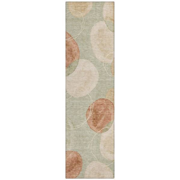 Chantille Machine Washable Indoor/Outdoor Abstract ACN3085 Aloe 2 ft. x 7 ft. Runner Rug