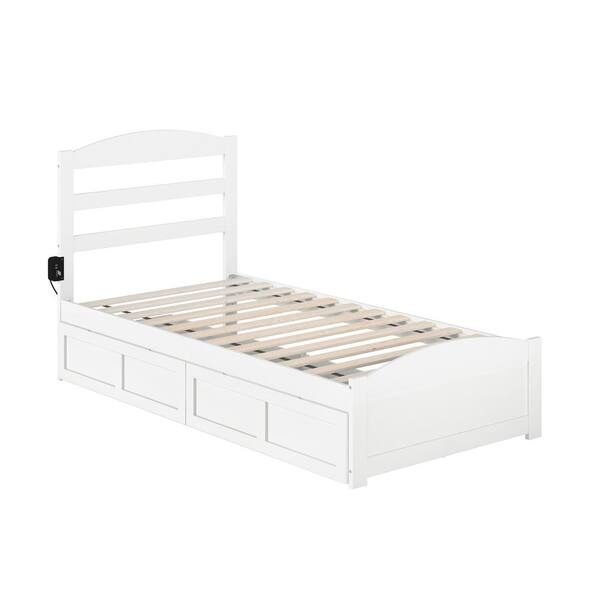 Afi Warren White Twin Bed With, Elevated Twin Bed Frames With Storage Drawers In Philippines