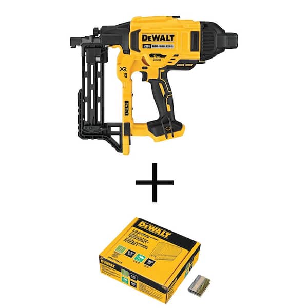 DEWALT 20V MAX 9-Gauge Cordless Fencing Staple Nailer (Tool Only) w/1.75 in. x 9-GA Galvanized Fencing Staples(960 per Box)