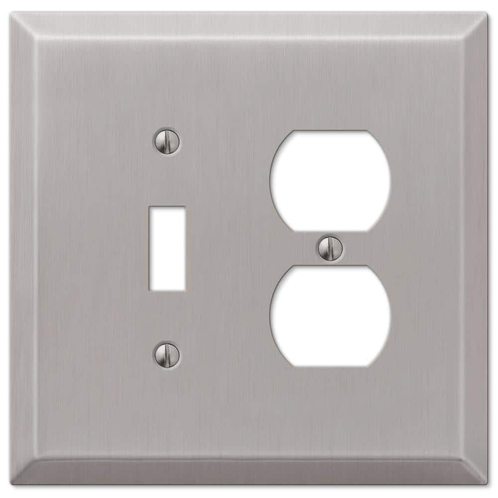 Brushed Nickel Oversized Steel Wallplate with Toggle and Duplex