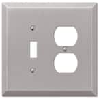 Oversized 2 Gang 1-Toggle and 1-Duplex Steel Wall Plate - Brushed Nickel