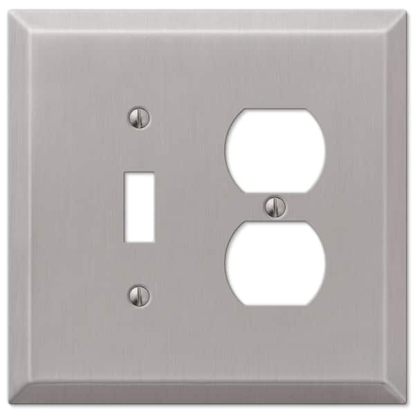 AMERELLE Oversized 2 Gang 1-Toggle and 1-Duplex Steel Wall Plate - Brushed Nickel