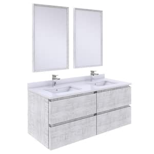 Formosa 48 in. W x 20 in. D x 20 in. H White Double Sink Bath Vanity in Rustic White with White Vanity Top and Mirrors