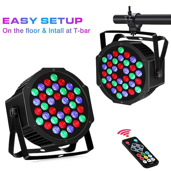 Lukyamzn 36LEDs RGB Stage Par Lights - Sound Activated Auto Play by Remote & DMX Control Uplights - 4 Pack