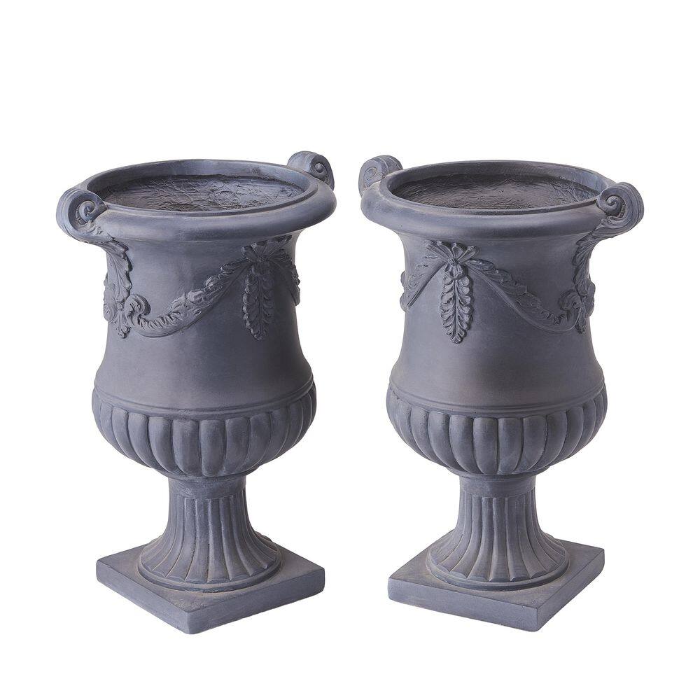 Kelmere 15.5 in. W x 24.8 in. H Black Finish Stone Magnesium Oxide (MGO) Flower Urn Planter, 2-Pack price history on PriceWatchPro