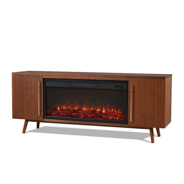 Morris 72 in. Freestanding Wooden Electric Fireplace TV Stand in Vintage Black Maple