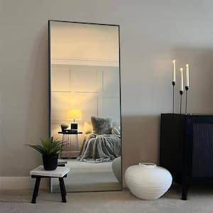 22 in. W. x 65.2 in. H Modern Rectangle Aluminum Alloy Full Length Mirror Black Wall Mirror/Floor Mirror