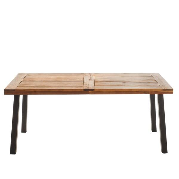 noble house dellateak finish rectangle wood outdoor dining table