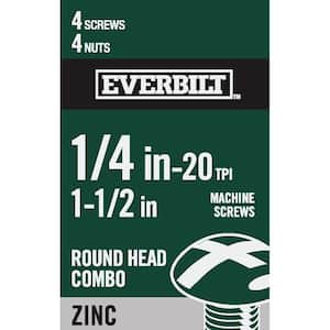 1/4 in.-20 x 1-1/2 in. Combo Round Head Zinc Plated Machine Screw (4-Pack)
