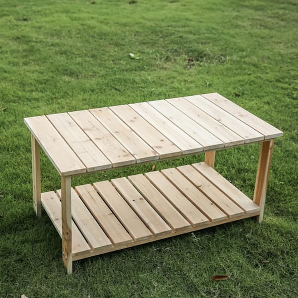 Patio Festival Rectangle Wood Outdoor Side Table