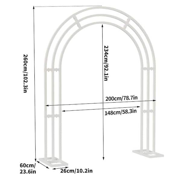 AESOME - 102.3 in. x 78.7 in. Elegant Arch Arbor White Metal Garden Party Wedding Decoration for Climbing Plants Flowers