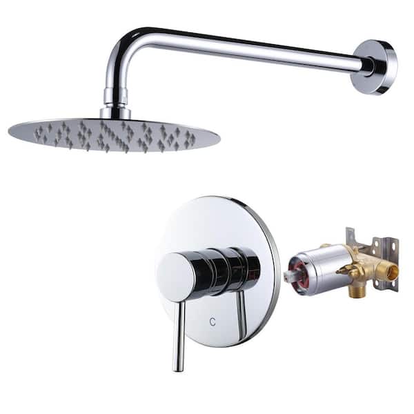 WOWOW Single Handle 5-Spray Patterns Shower Faucet 1.8 GPM with High Pressure Showerhead and Valve in Chrome