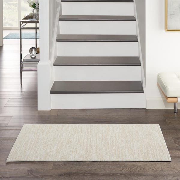 Essentials doormat 2 ft. x 4 ft. Ivory Beige Solid Indoor/Outdoor Area Rug