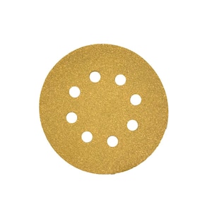 5 in. 8-Hole Gold 80-Grit Stearated Aluminum Oxide Hook and Loop Sanding Discs (50 per Box)