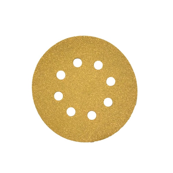Karebac 5 in. 8-Hole Gold 80-Grit Stearated Aluminum Oxide Hook and Loop Sanding Discs (50 per Box)