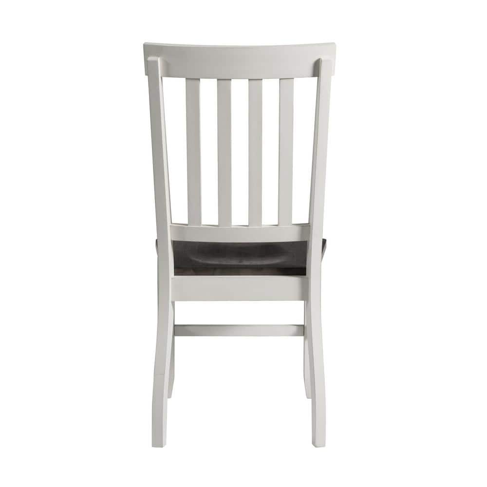 Gray and White Wooden Slat Back Side Chair