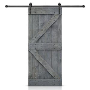 K Series 30 in. x 84 in. Gray DIY Knotty Pine Wood Interior Sliding Barn Door with Hardware Kit