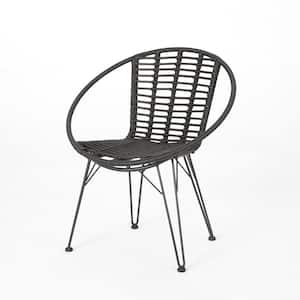 Grey Swivel Outdoor Dining Wicker Basket Chair Set of 2-Angled Legs Minimalist Polyethylene Rattan Handcraft Woven Seat
