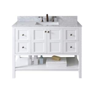Winterfell 49 in. W Bath Vanity in White with Marble Vanity Top in White with Square Basin