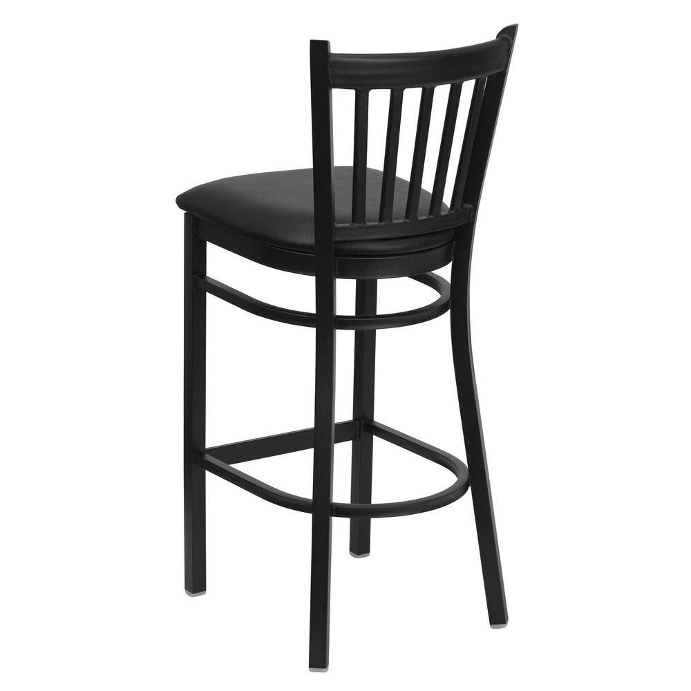 Hercules Series Chic Black Metal Barstool with Vinyl Seat
