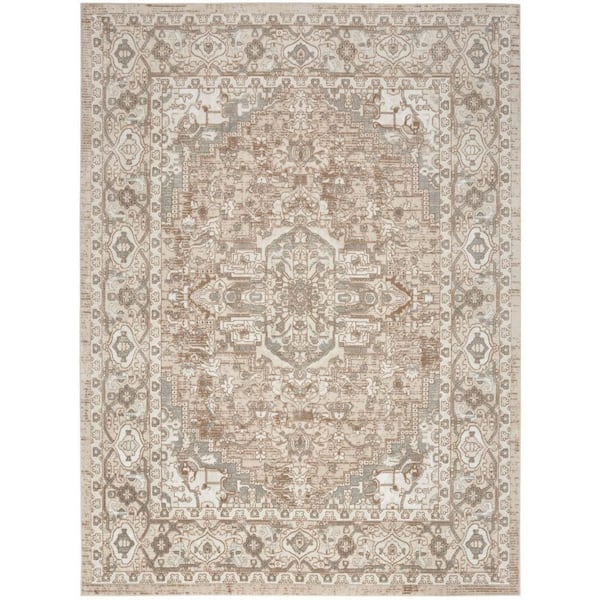 Nourison Concerto Beige 8 ft. x 10 ft. Center medallion Transitional Area Rug