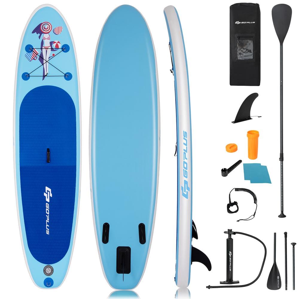 Costway 120 in. Inflatable Stand Up Paddle Board SUP W/Adjustable Paddle Pump Leash