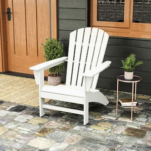 Grant Park Traditional Curveback White Plastic Outdoor Patio Adirondack Chair (Set of 1)