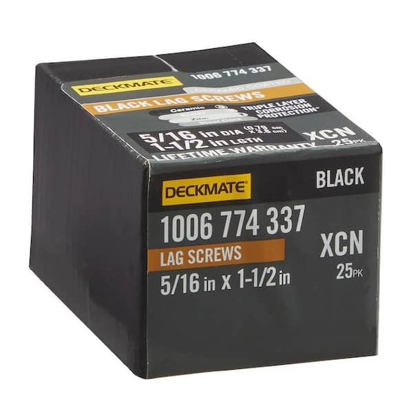 5/16 in. x 1-1/2 in. Black Exterior Hex Head Lag Screw (25-Pack)