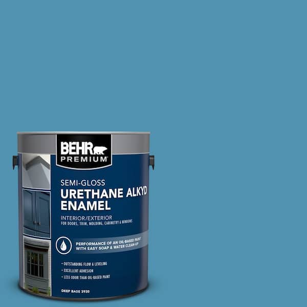 BEHR PREMIUM 1 gal. #AE-46 Champion Blue Urethane Alkyd Semi-Gloss Enamel Interior/Exterior Paint