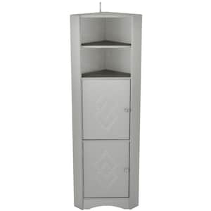 14.96 in. W x 14.96 in. D x 61.02 in. H Gray Triangle Modern Style Bathroom Freestanding Storage Linen Cabinet