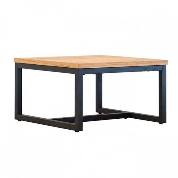 Benjara 24 in. Brown and Black Square Metal End Table with Metal Frame