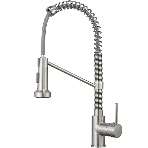 AIMADI Single Handle Pull Down Sprayer Kitchen Faucet with Advanced Spray Commercial 1-Hole Kitchen Sink Taps in Brushed Nickel