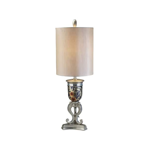 ORE International 36 in. Silver Matte Cherry Blossoms Table Lamp