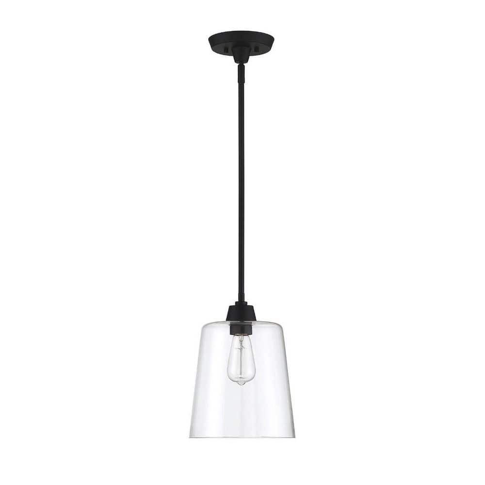 Templeton Matte Black Pendant Light with Clear Glass Shade