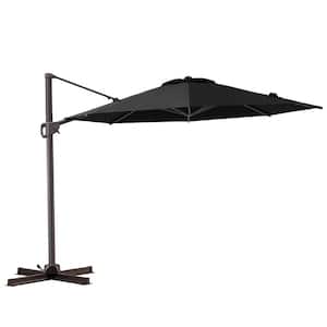 11 ft. x 11 ft. Outdoor Round Heavy-Duty 360° Rotation Cantilever Patio Umbrella in Black