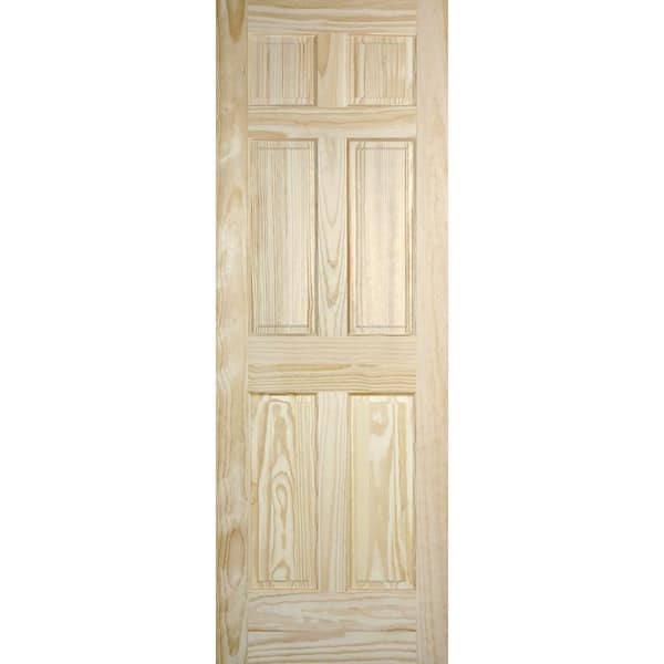 Masonite 28 in. x 80 in. 6 Panel Radiata Unfinished Smooth Solid Core Pine Interior Door Slab